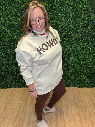 Howdy Mock Neck Pullover-Cream Sweatshirt