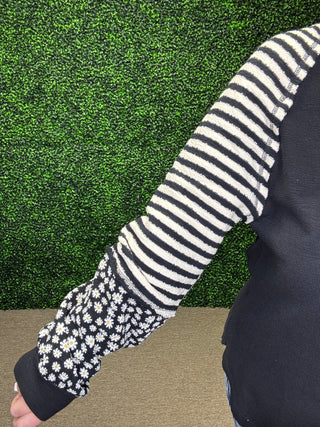 Floral and Stripe Casual Knit Top