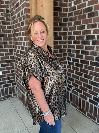 Leopard Button Up Blouse by Jodifl