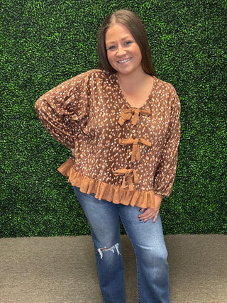 Velvet Bow Front Top