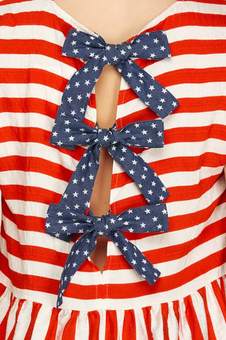 She+Sky Striped Bow Back Top