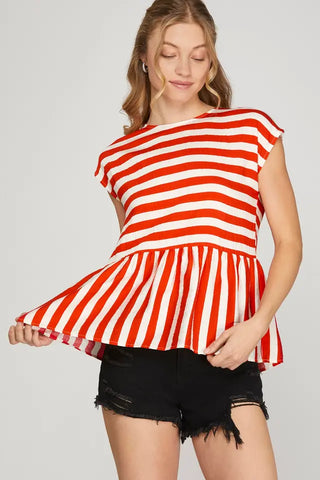 She+Sky Striped Bow Back Top
