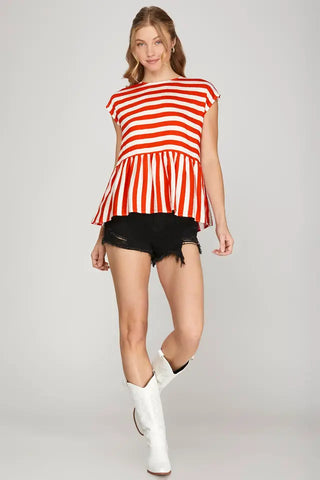 She+Sky Striped Bow Back Top