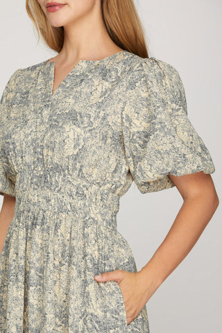She + Sky Slate Blue Floral Maxi