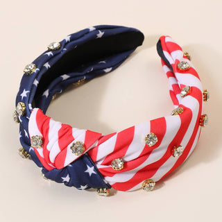 American Flag Knot Rhinestone Headband