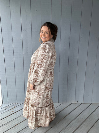 Brown Trimmed Beauty Dress