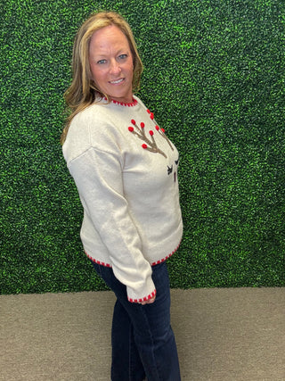 Sequin Reindeer Antler Sweater