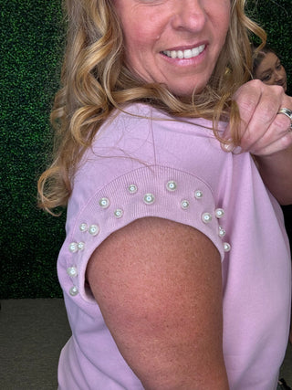 White Birch Pearl Detail Knit Top