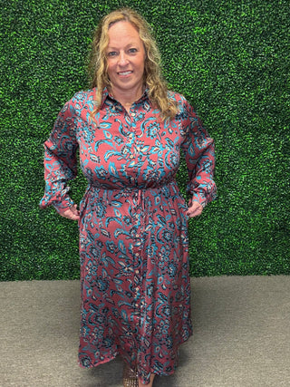 Boho Printed Shirt Dress