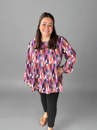 Geometric Long Sleeve Top by HEIMISH