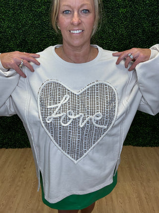 Easel LOVE Patch Terry Knit Pullover