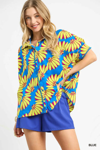 Umgee Tropical Print Button Up