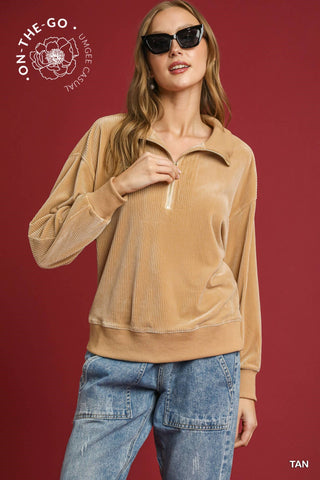 Umgee Luxury Corduroy Quarter zip