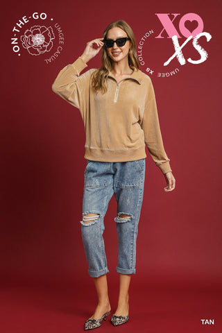 Umgee Luxury Corduroy Quarter zip