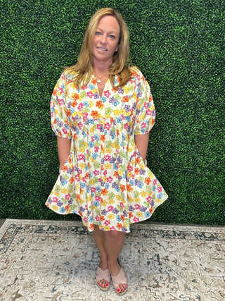 Floral Scallop Breeze Mini Dress