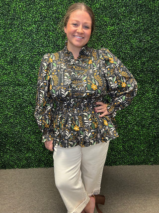 Mixed Floral Peplum Top