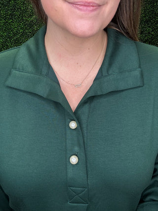 Jodifl Hunter Green Pleated Top