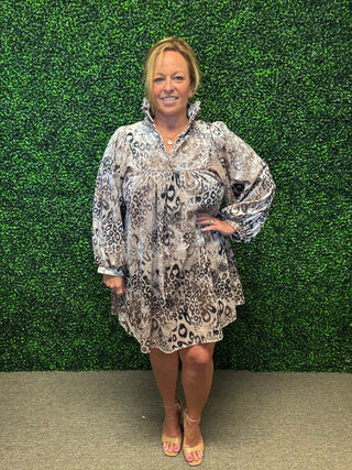 Adrienne Animal Print Velvet Dress