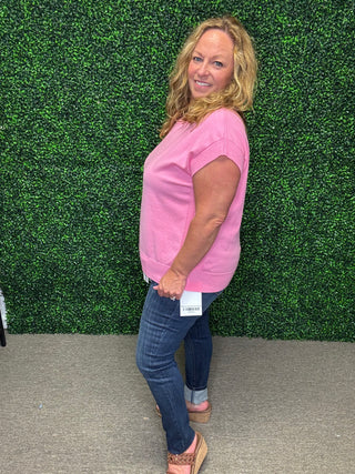 White Birch Pink Short Sleeve Sweater
