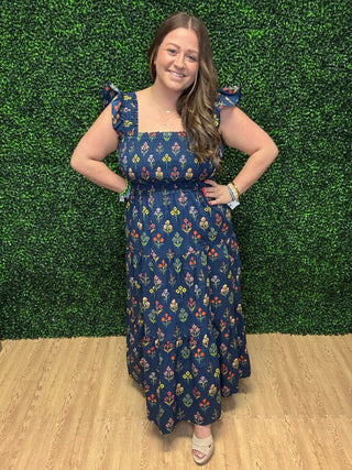 Entro Navy Smocked Sundress