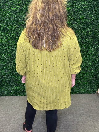 Easel Bow Stripe Button Down Top