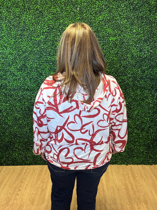 Cream and Red Heart Hoodie-Heimish