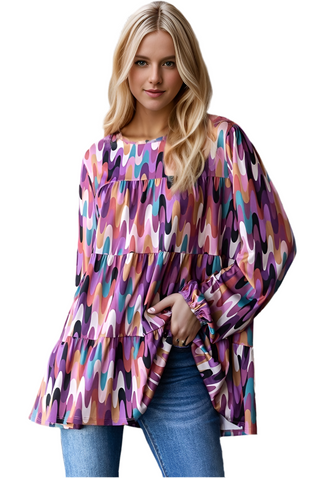 Geometric Long Sleeve Top by HEIMISH