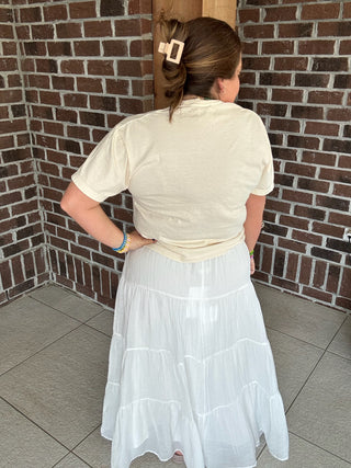 Molly Bracken White Tiered Maxi Skirt