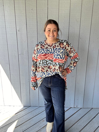 Animal Stripe Sweater Top