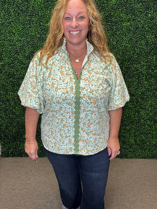 Field of Flowers V-neck Blouse