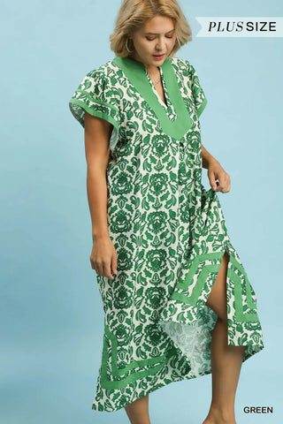 Umgee Abstract Two Toned Midi Dress