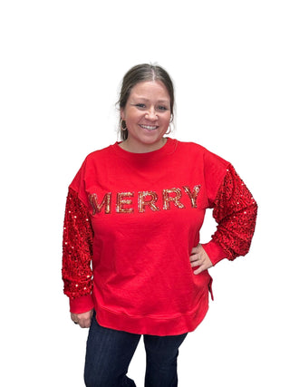 Merry Sequin Sleeve Top