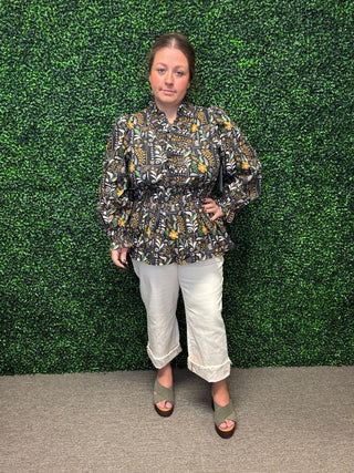 Mixed Floral Peplum Top