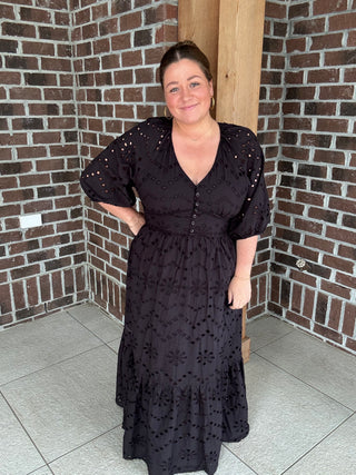 Molly Bracken Black Embroidered Maxi Dress