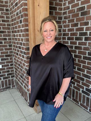 Adrienne Black Luxe Dolman Top