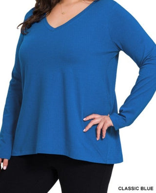 Long Sleeve V Neck Top