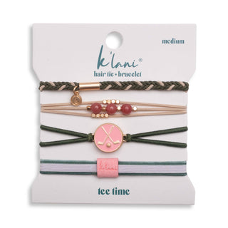 K’Lani Tee Time Green and Pink Hair Tie Bracelets with Removable Ball Marker