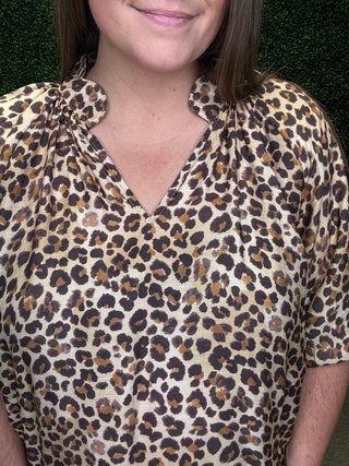 Scallop Hem Leopard Blouse