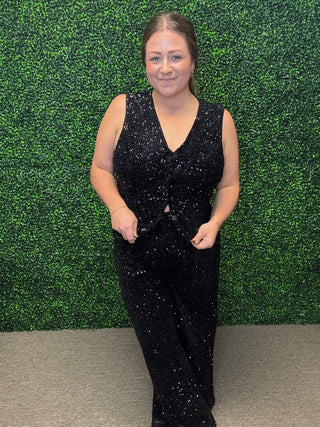 Sequin Black Vest