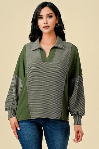 Contrast Green Collar Shirt