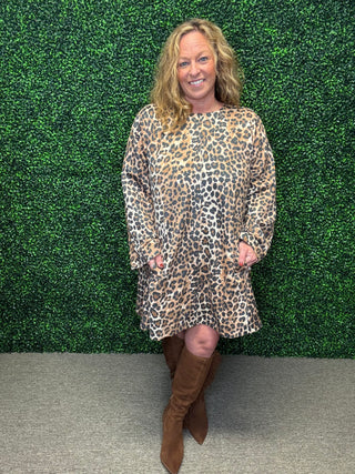 Jodifl Lux Long Sleeve Leopard Dress