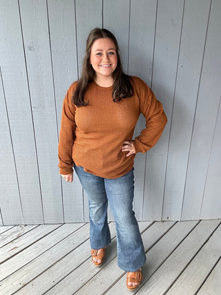 Long Puff Sleeve Solid Knit Top