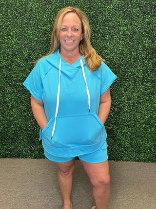 WB Turquoise Drawstring Hoodie
