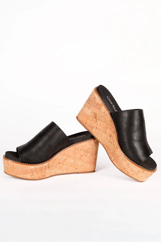 Corkys Mugshot Black Wedge Slides