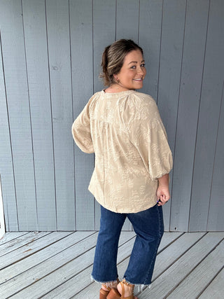 Textured Taupe Elegance Top
