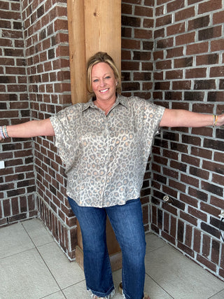 Leopard Button Up Blouse by Jodifl
