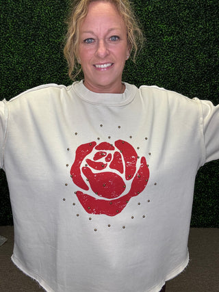 Easel Rose Studded Sweatshirt
