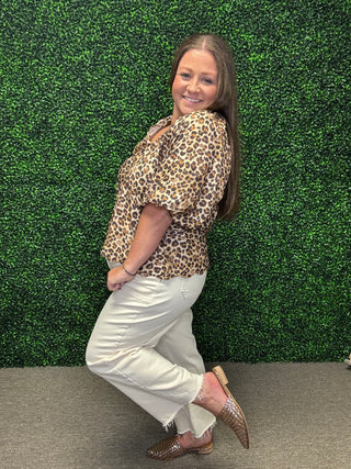 Scallop Hem Leopard Blouse