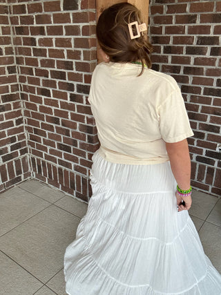 Molly Bracken White Tiered Maxi Skirt
