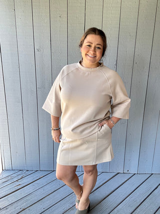 Scuba Fabric Pullover Taupe